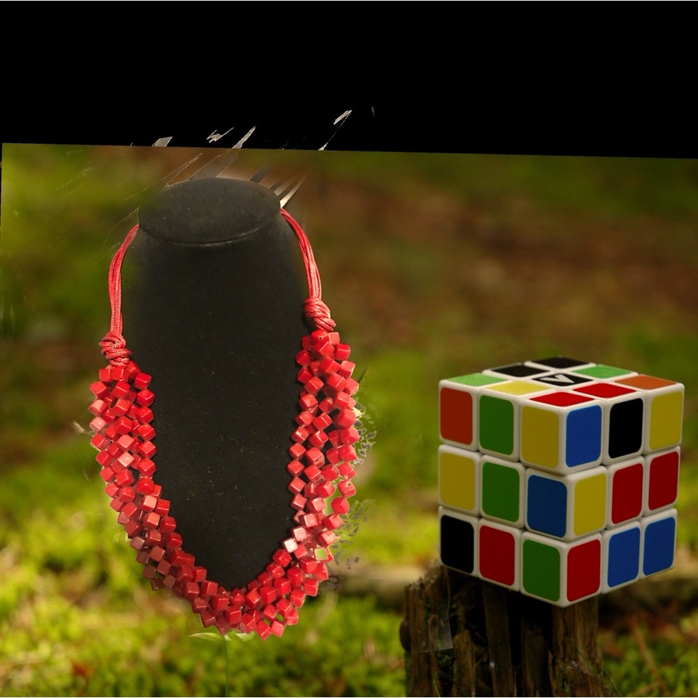 Retro Red Cube Necklace